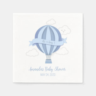 Blue Hot Air Balloon Baby Showdusche Napkins Serviette