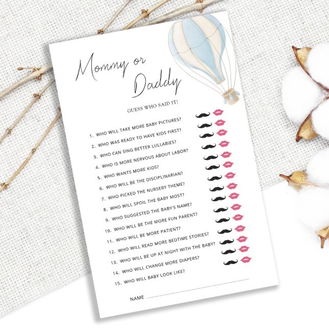 Blue Hot Air Balloon Baby Shower Mommy oder Daddy (Von Creator hochgeladen)