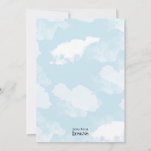 Blue Hot Air Balloon Babydusche Einladung (Rückseite)