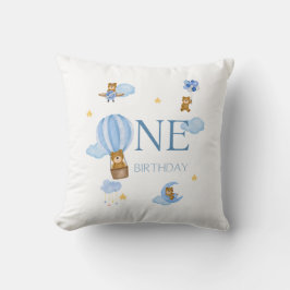 Blue Hot Air Balloon Bear 1st Birthday Baby T-Shir Kissen