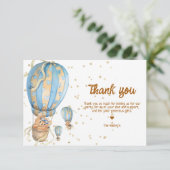 Blue Hot Air Balloon Boho Dankeskarte (Stehend Vorderseite)