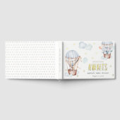 Blue Hot Air Balloon Safari Animals Baby Dusche Gästebuch (Voll)