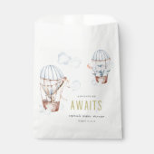 Blue Hot Air Balloon Safari Animals Baby Dusche Geschenktütchen (Vorderseite)