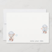 Blue Hot Air Balloon Safari Animals Baby Dusche Mitteilungskarte (Vorderseite)
