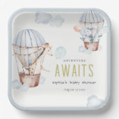 Blue Hot Air Balloon Safari Animals Baby Dusche Pappteller (Vorderseite)