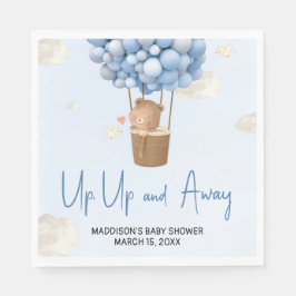 Blue Hot Air Balloon Up and Away Baby Shower Serviette