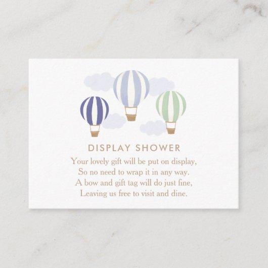 Blue Hot Air Balloons Display Duschkabine Auto Begleitkarte (Vorderseite)