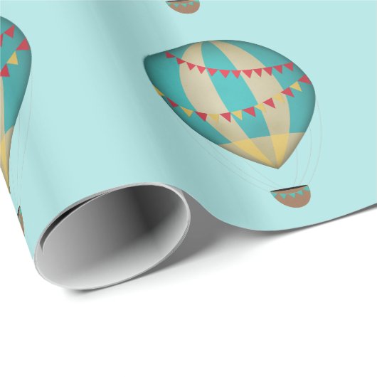 Blue Hot Air Balloons Geschenkpapier (Rolleneckpunkt)