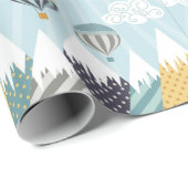Blue Hot Air Balloons Geschenkpapier (Rolleneckpunkt)