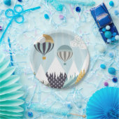 Blue Hot Air Balloons Pappteller (Party)