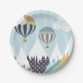 Blue Hot Air Balloons Pappteller (Vorderseite)