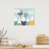 Blue Hot Air Balloons Poster (Küche)