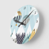 Blue Hot Air Balloons Runde Wanduhr (Winkel)
