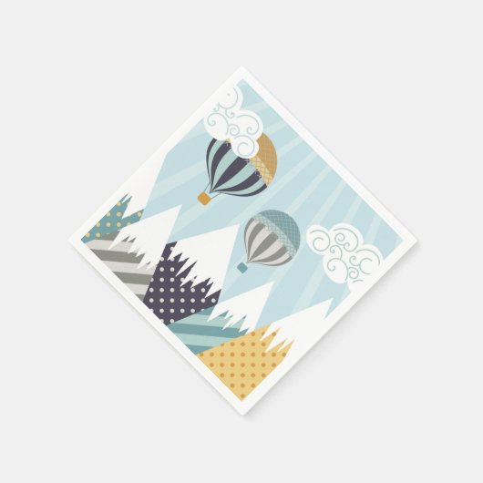 Blue Hot Air Balloons Serviette (Ecke)