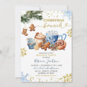 Blue Hot Cocoa Cookies Weihnachts Brunch Einladung (Vorderseite)