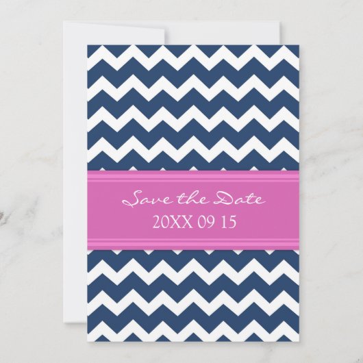 Blue Hot Pink Wedding Save the Date Card (Rückseite)