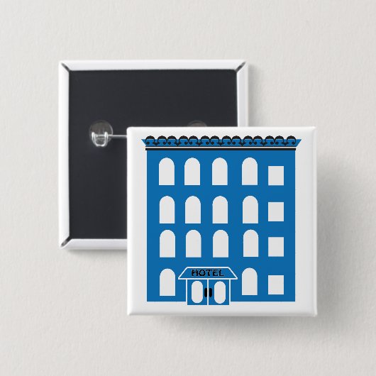 Blue Hotel Gebäude Button (Vorne & Hinten)