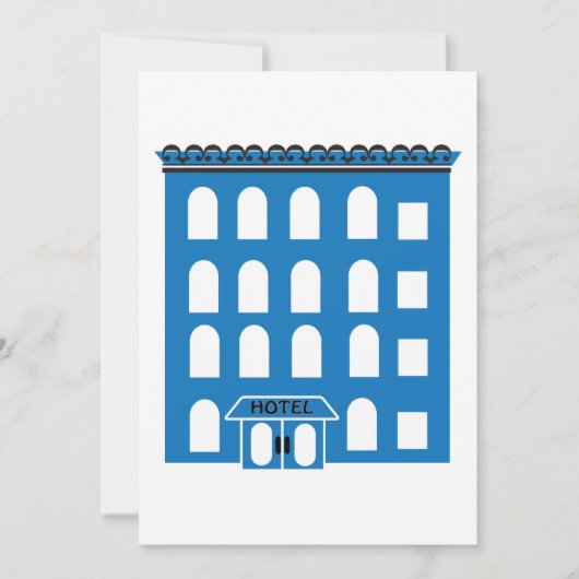 Blue Hotel Gebäude Einladung (Vorderseite)