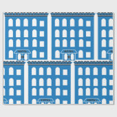 Blue Hotel Gebäude Geschenkpapier (Flach)