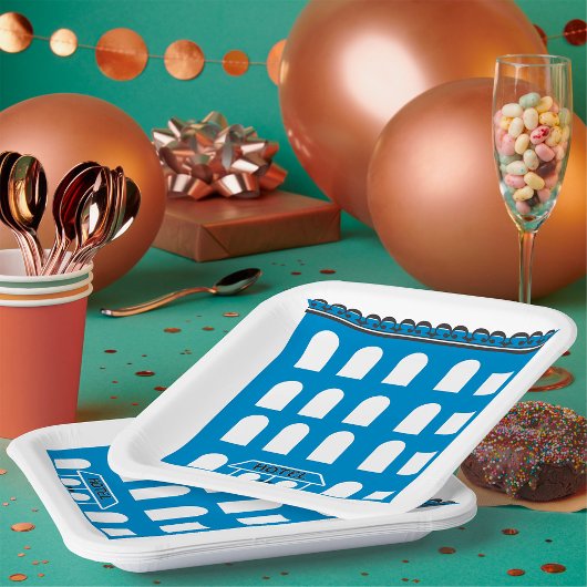 Blue Hotel Gebäude Pappteller