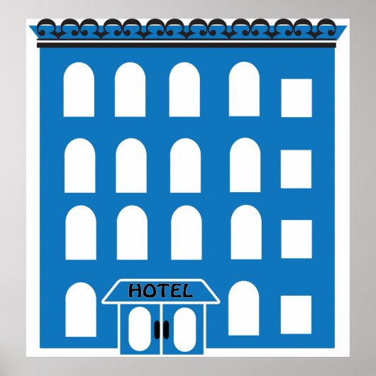 Blue Hotel Gebäude Poster (Vorne)