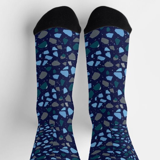 Blue Hour Terrazzo Seamless Pattern Socken (Oben)