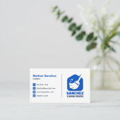 Blue House Cleaning Service Office School Cleaning Visitenkarte (Stehend Vorderseite)