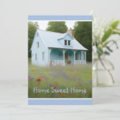 Blue House Housewarming Einladung (Stehend Vorderseite)