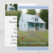 Blue House Housewarming Einladung (Vorne/Hinten)