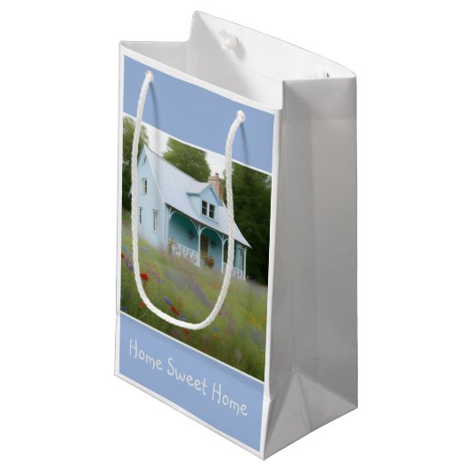Blue House Housewarming Kleine Geschenktüte (Vorderseite Schrägansicht)