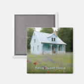 Blue House Housewarming Magnet (Vorderseite/Rückseite)