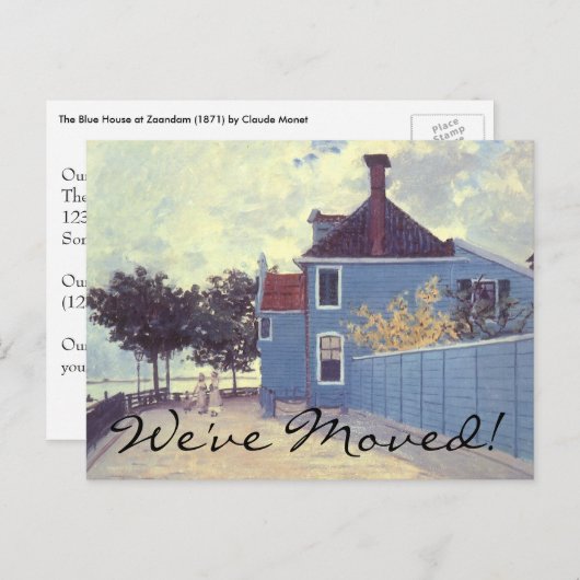 Blue House in Zaandam by Monet, Adresswechsel Ankündigungspostkarte (Vorne/Hinten)