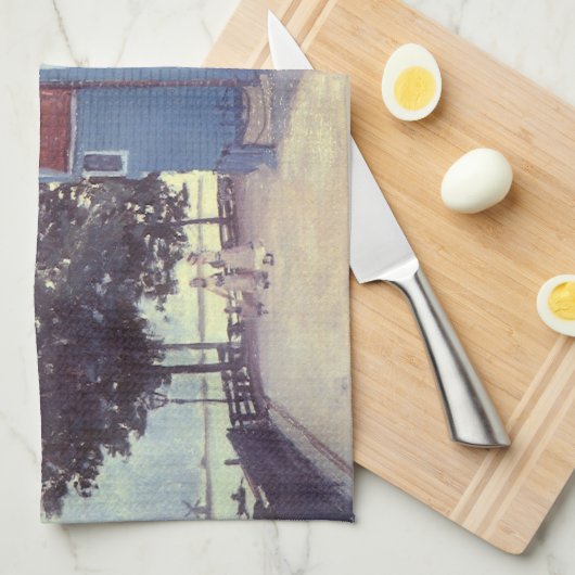 Blue House in Zaandam von Claude Monet Geschirrtuch (Viertel Falte)