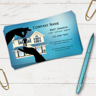 Blue House Keys Real Anwesen Business Card Visitenkarte