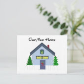 Blue House New Address Card Ankündigungspostkarte (Stehend Vorderseite)