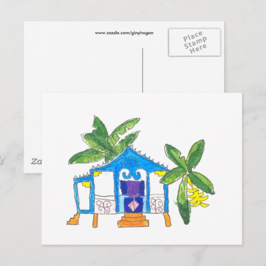 Blue House Postcard Postkarte (Vorne/Hinten)