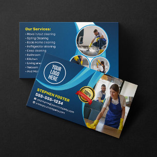 Blue House Reinigungskraft Housekeeper Janitorial Visitenkarte