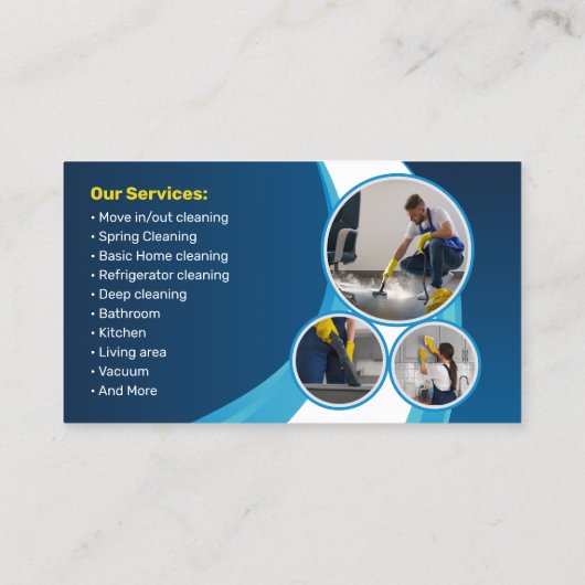 Blue House Reinigungskraft Housekeeper Janitorial Visitenkarte (Rückseite)