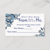 Blue How many Kisses for Mrs Shower game card Platzkarte (Vorderseite)