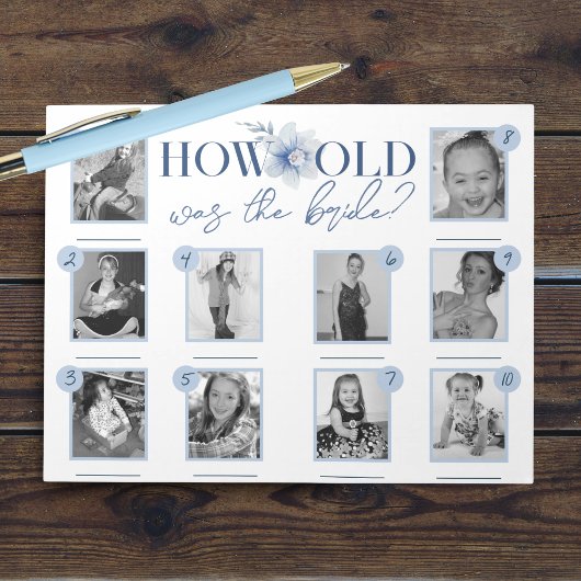 Blue How Old was Bride Foto Game Pack von 40 Notizblock