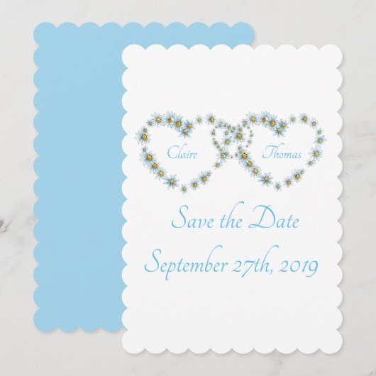 Blue Hübsch Country Heart Script Wedding Save The Date (Vorne/Hinten)