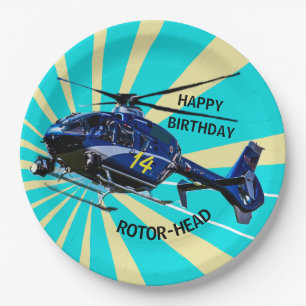 Blue Hubschrauber Pappteller