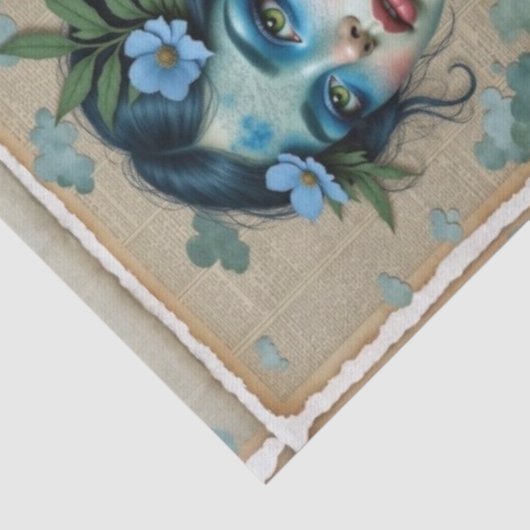 Blue Hued Dreamer | Dekoupage Paper 🌧️ 💙 Seidenpapier (Ausschnitt)