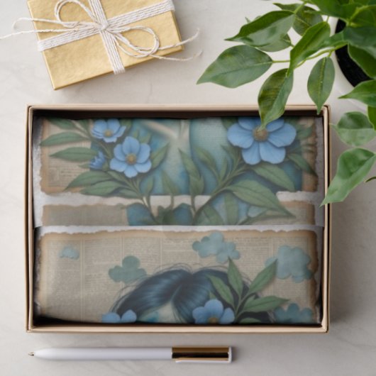 Blue Hued Dreamer | Dekoupage Paper 🌧️ 💙 Seidenpapier (Geschenk)