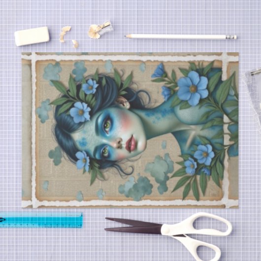 Blue Hued Dreamer | Dekoupage Paper 🌧️ 💙 Seidenpapier (Handwerk)