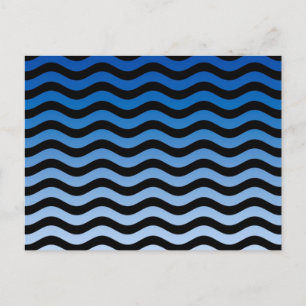Blue Hues Wavy Stripes Decor Postkarte