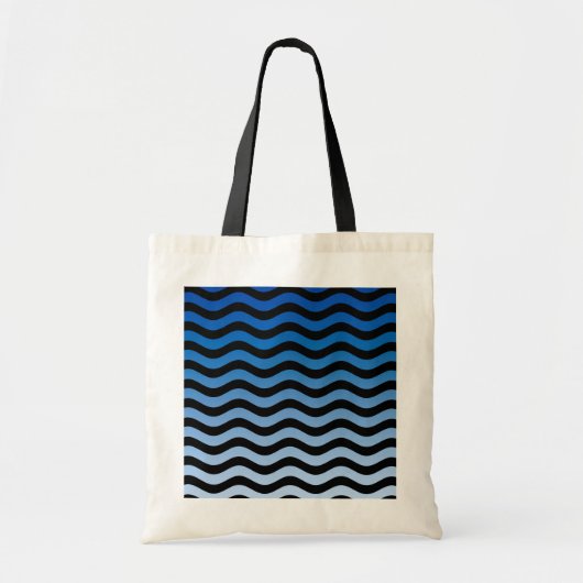 Blue Hues Wavy Stripes Tragetasche (Vorne)