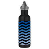 Blue Hues Wavy Stripes Trinkflasche (Rechts)