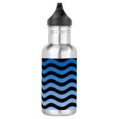 Blue Hues Wavy Stripes Trinkflasche (Rechts)