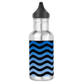 Blue Hues Wavy Stripes Trinkflasche (Links)